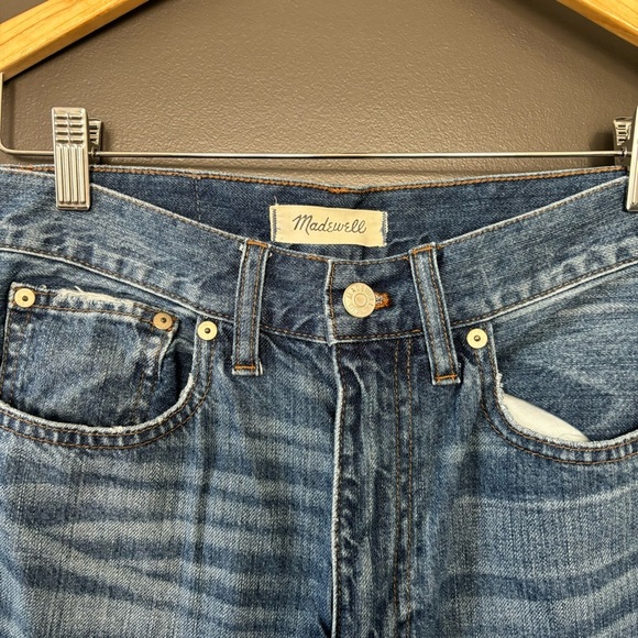 Madewell Rigid High-Rise Medium Wash Distressed 100% Cotton Skinny Jeans 27 - Picture 7 of 11